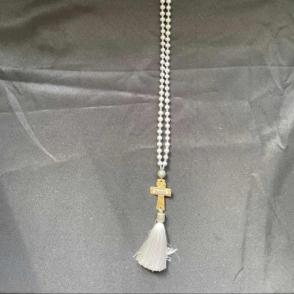 pearl cross necklace